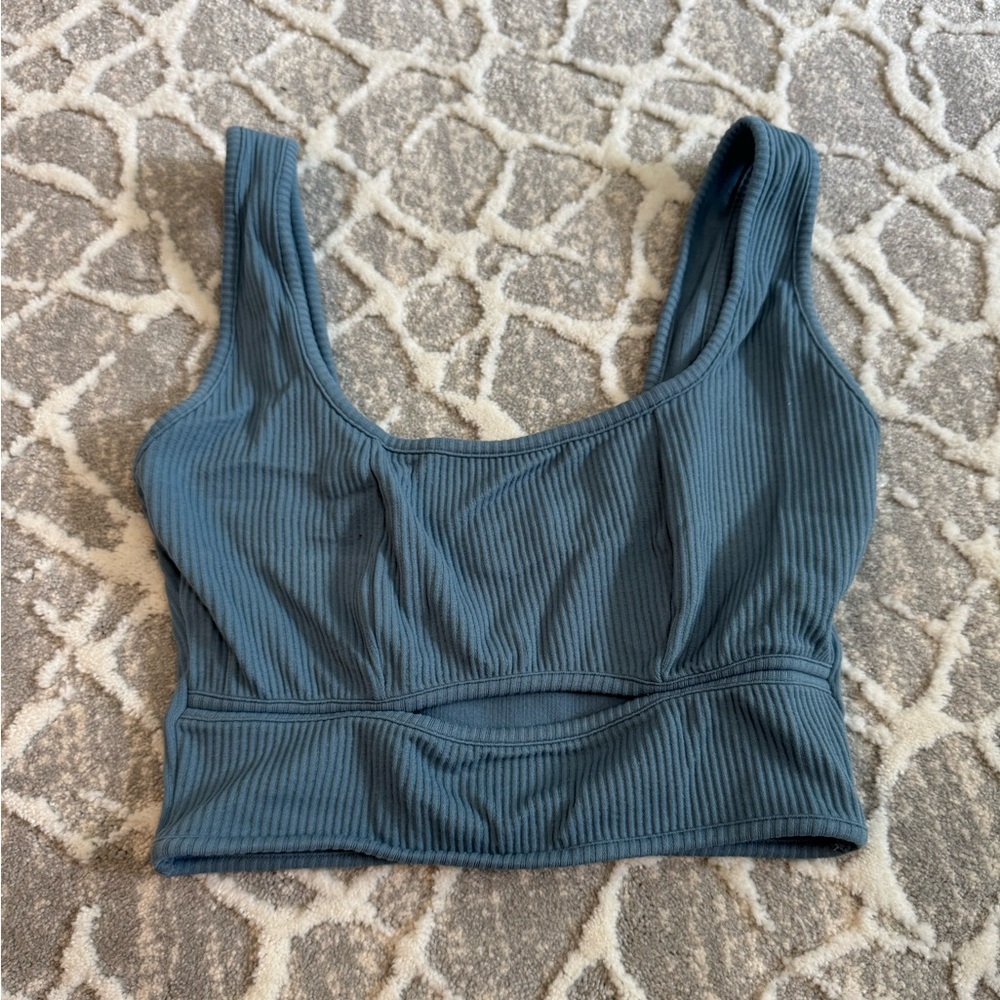 Ribbed Blue Crop Top